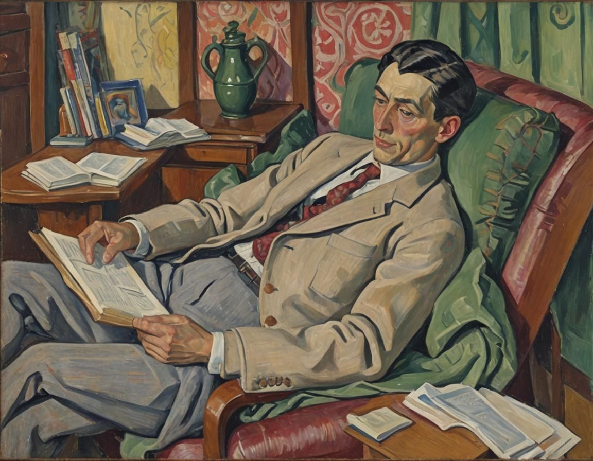 Man Reading: Portrait in Bloomsbury Style