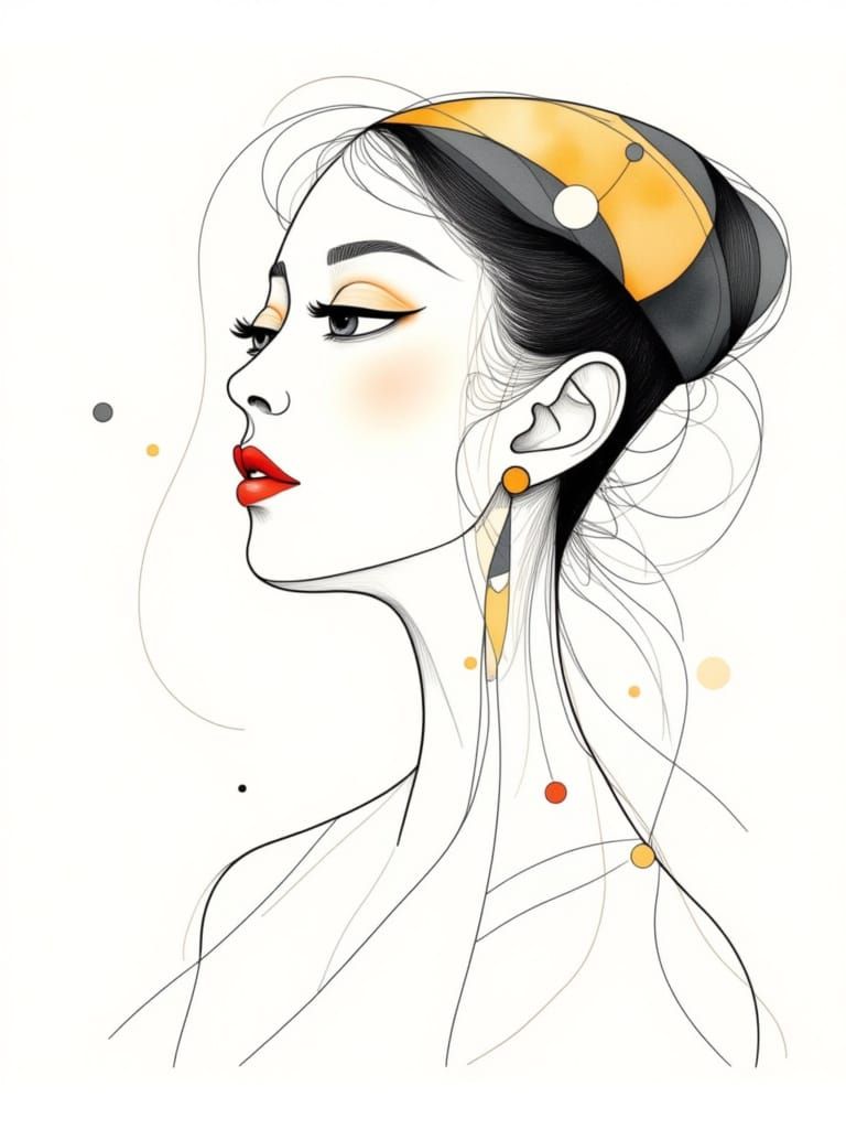 Contemplative Woman in Bauhaus-Picasso Style