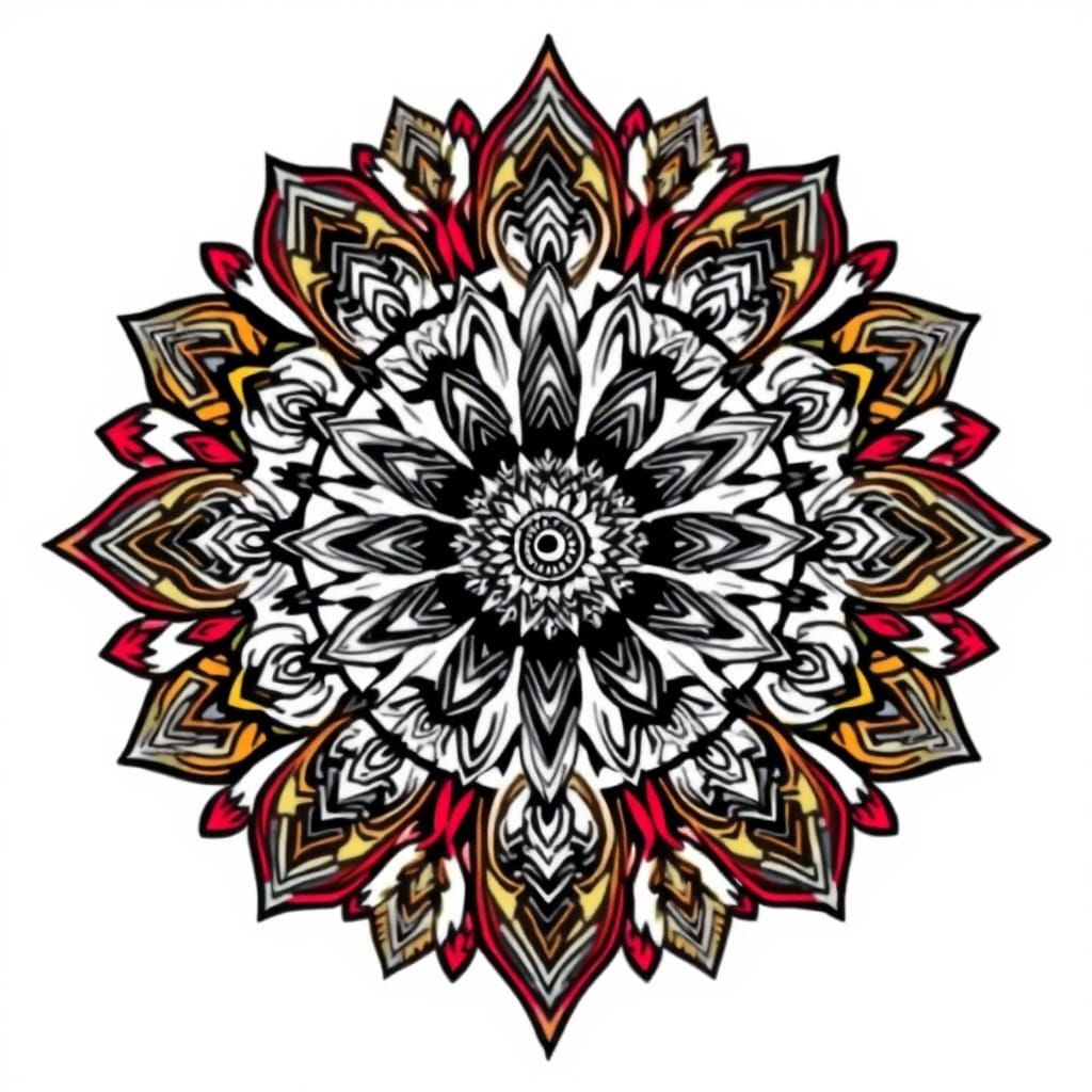 Bold African-Inspired Mandala in Black and White