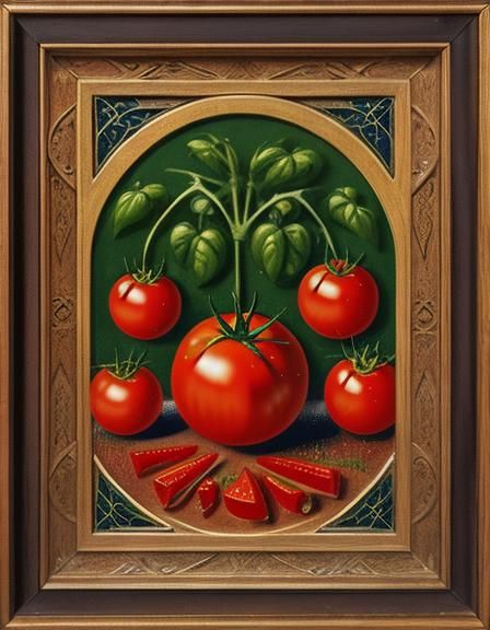 Ornamental Tomato in Medieval Cartoon Style