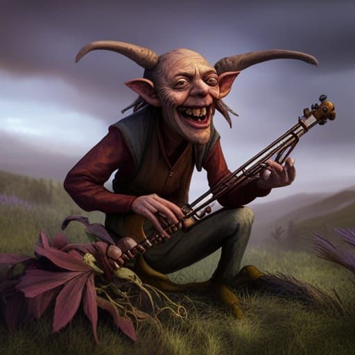 Grotesque Spriggan in English Countryside, Detailed Matte Pa...