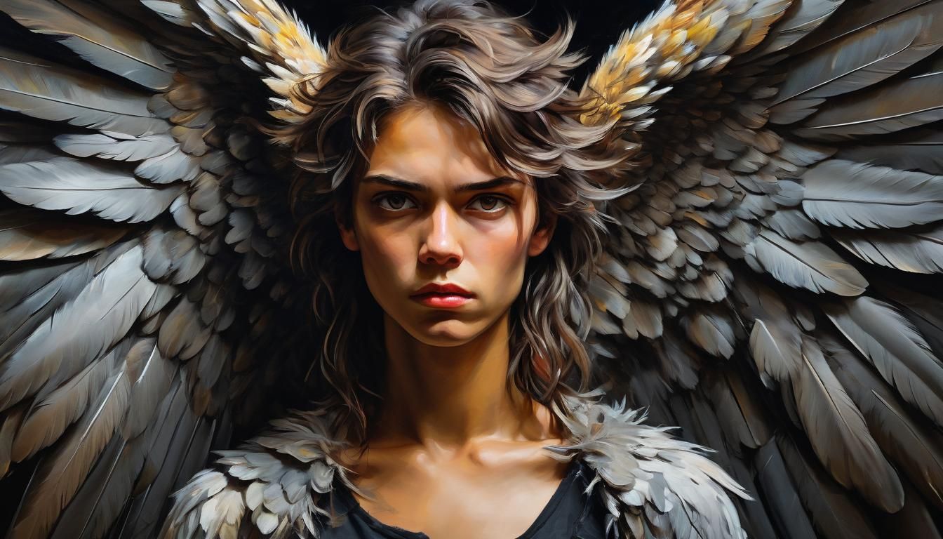Rebellious Angel Portrait in Expressionist Oil