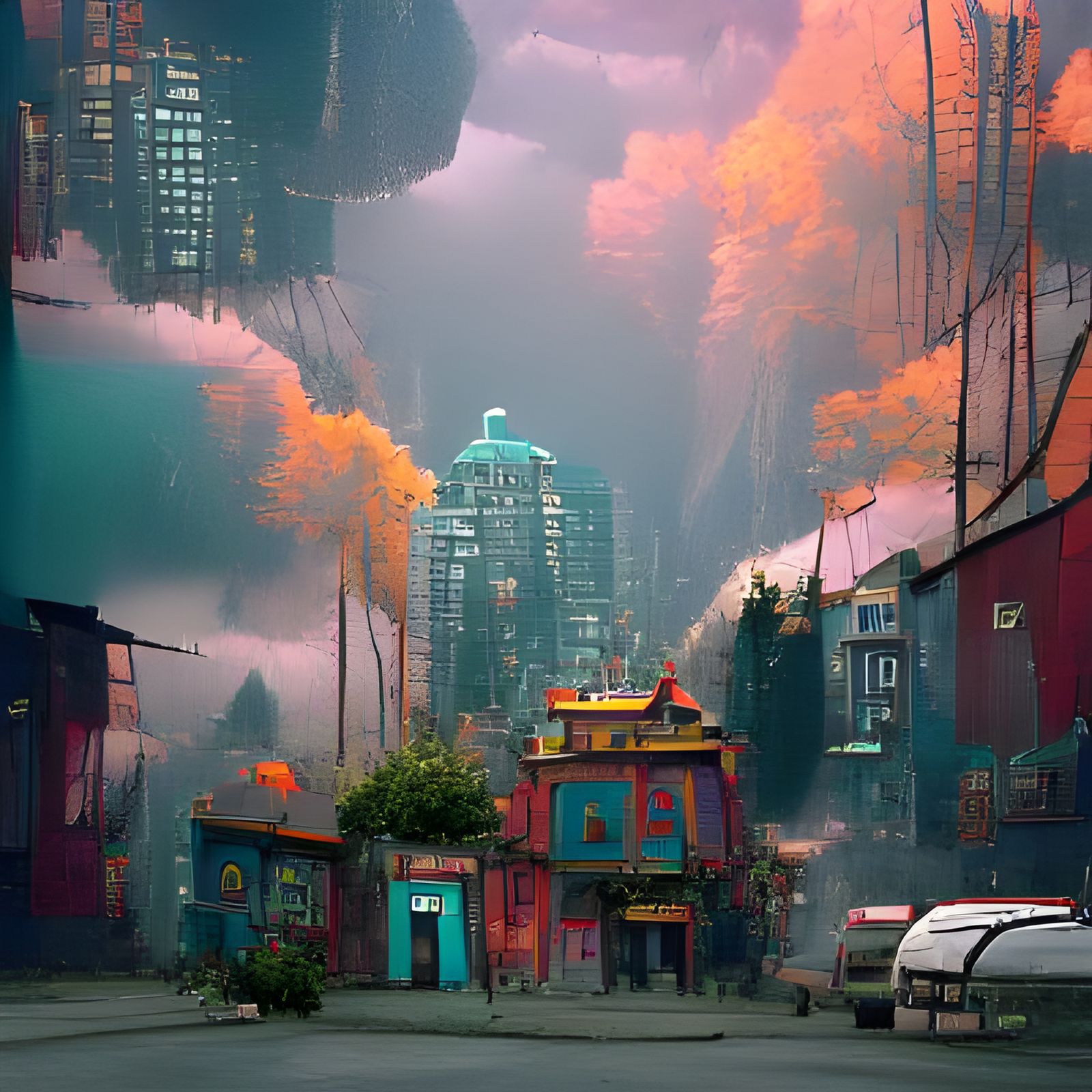 Vancouver Street Scene in 2005: Detailed Matte Painting