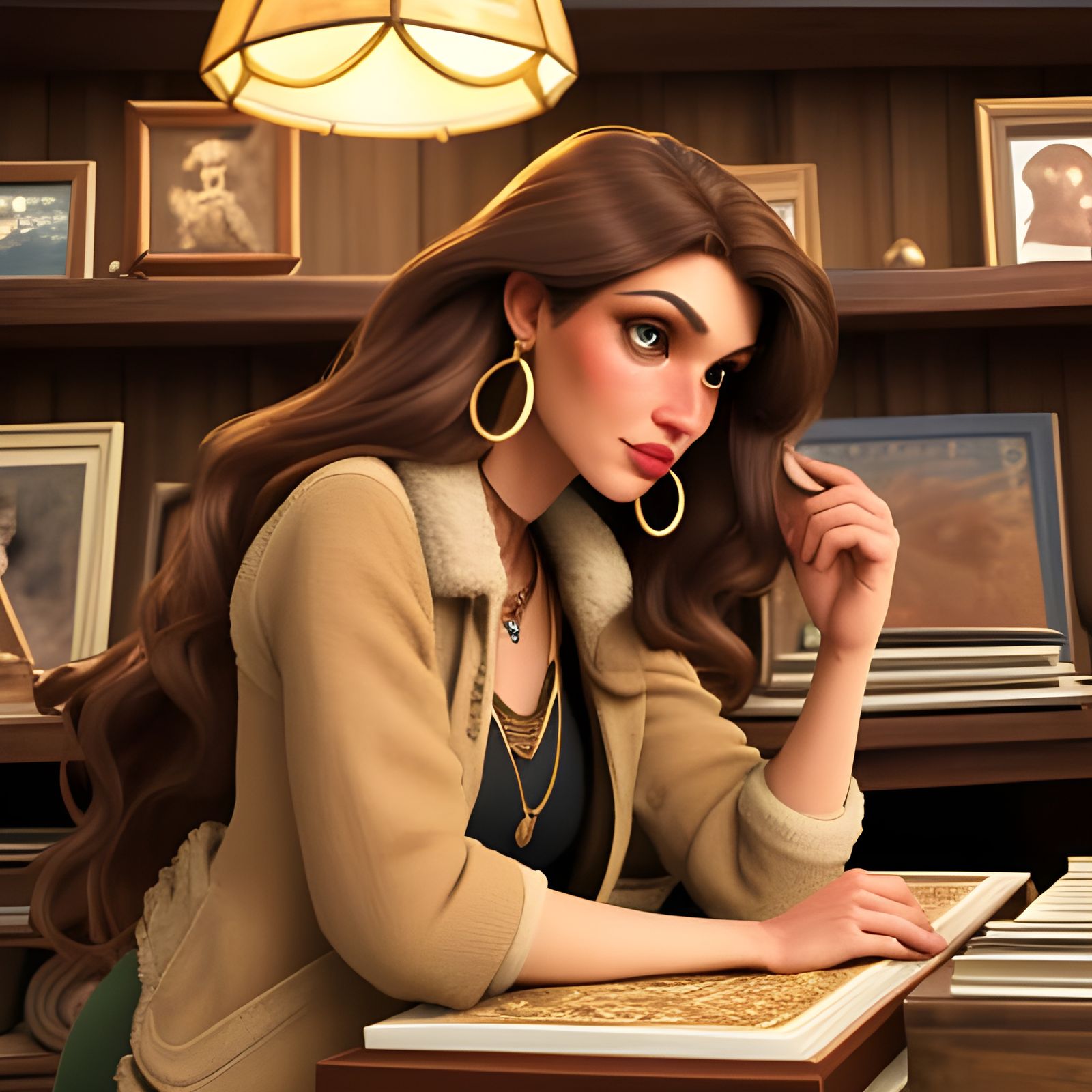 Young Woman in Vintage Record Store