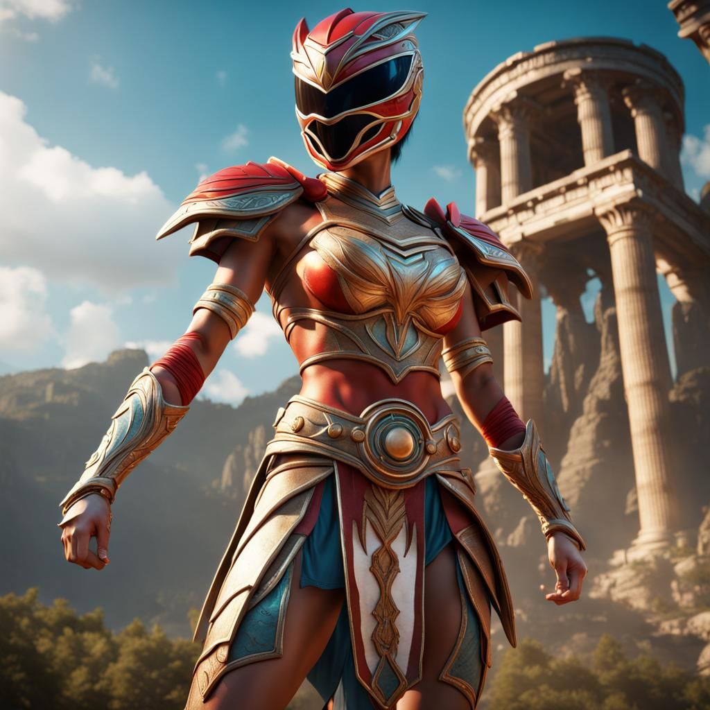 Amazon Power Ranger in Detailed Digital Painting