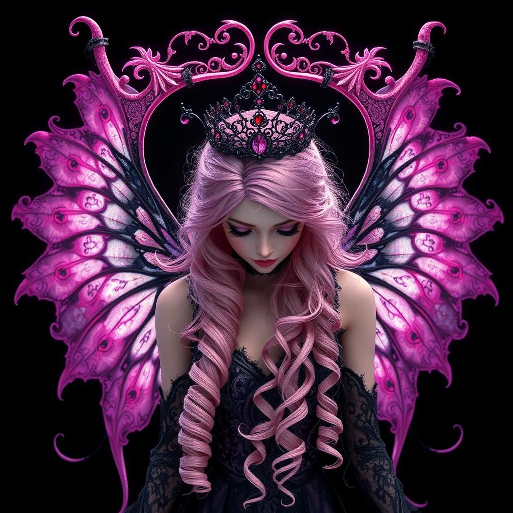 Gothic Fairy with Pink Arc, Digital Art