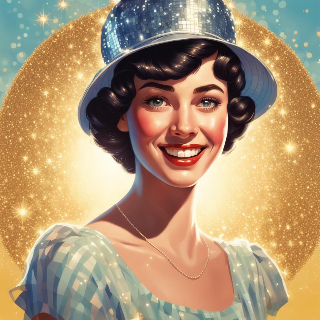 Sparkly Hat Portrait in Digital Illustration Style