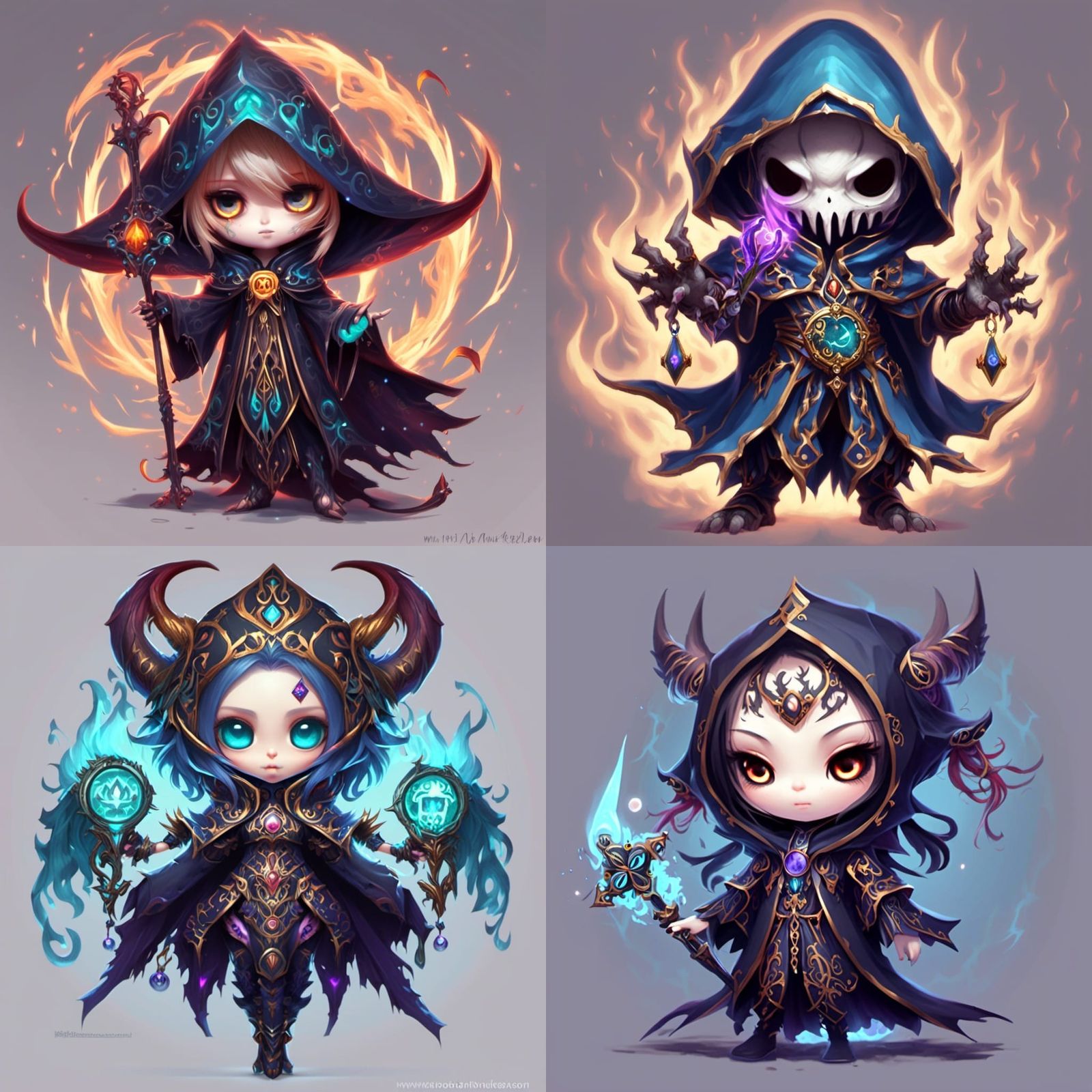 <lora:FF-Godz:1.0> Cute Chibi mage monster necro, nightsky runes