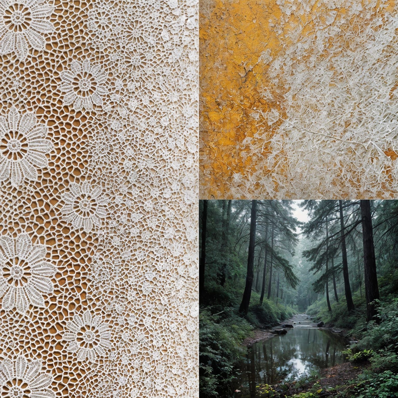 Collage of Lace, Rust, and Echoes