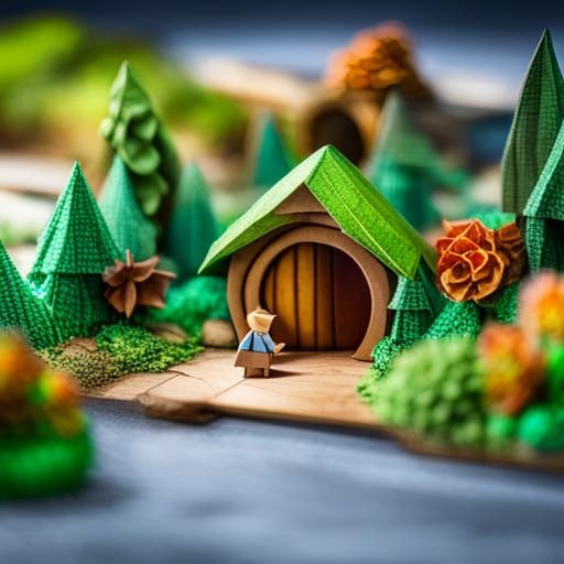 Origami Hobbiton Papercraft in 8K Resolution