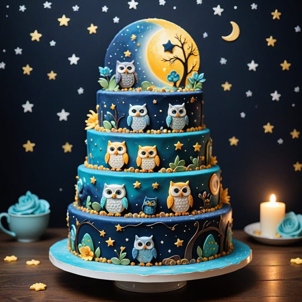 Night-Inspired Cake with Glittering Icing