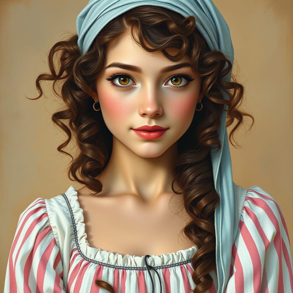 Elegant Jewish Woman in Ancient-Inspired Gown