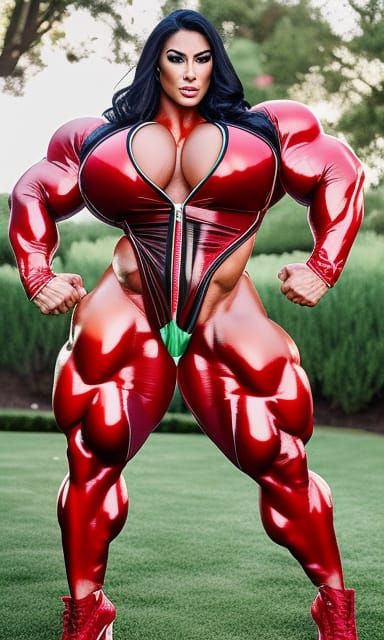Humorous Photography of a Woman in Inflated Muscle Suit