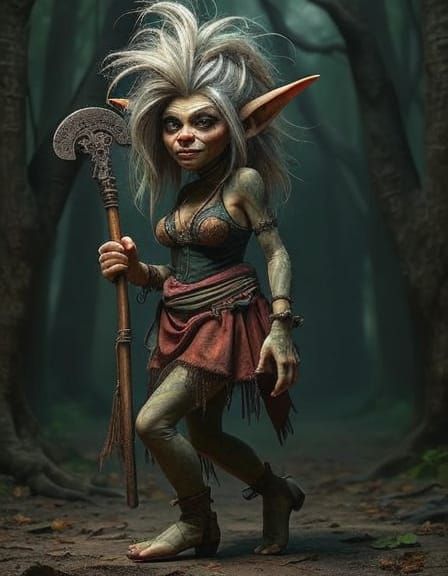 Lady Troll Portrait in Collage Art Style