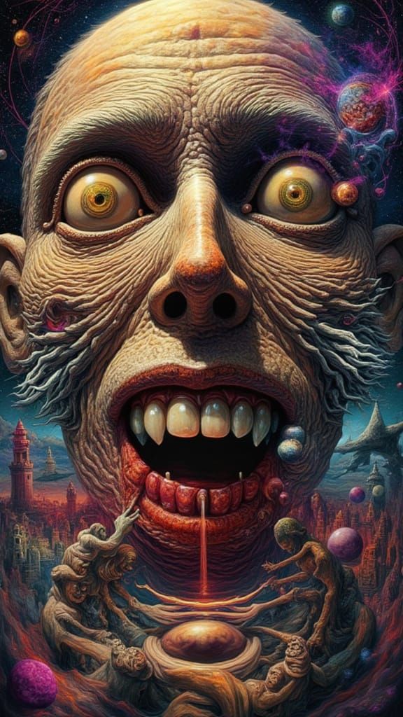 Surreal Mindscape of Mutated Faces in Digital Inkblot Horror