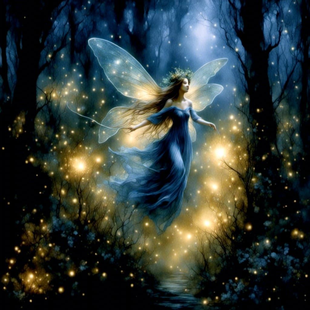 Fairy Flight Through Glowing Forest in Fantasy Style
