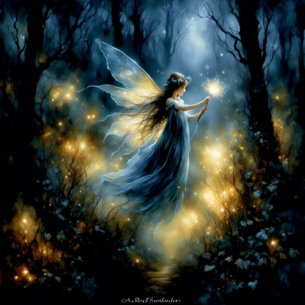 Ethereal Fairy Flight in Glowing Forest