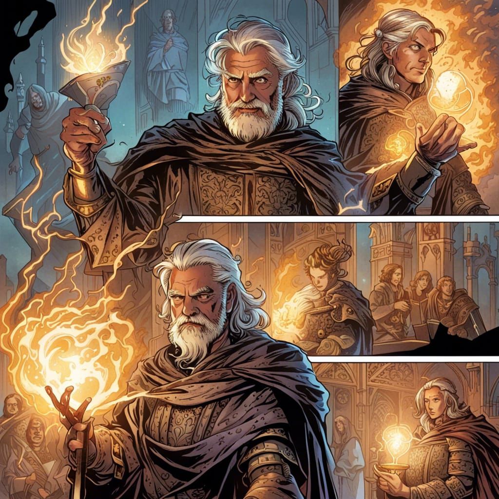 Sir Gareth conjuring the spells of goddness Idum