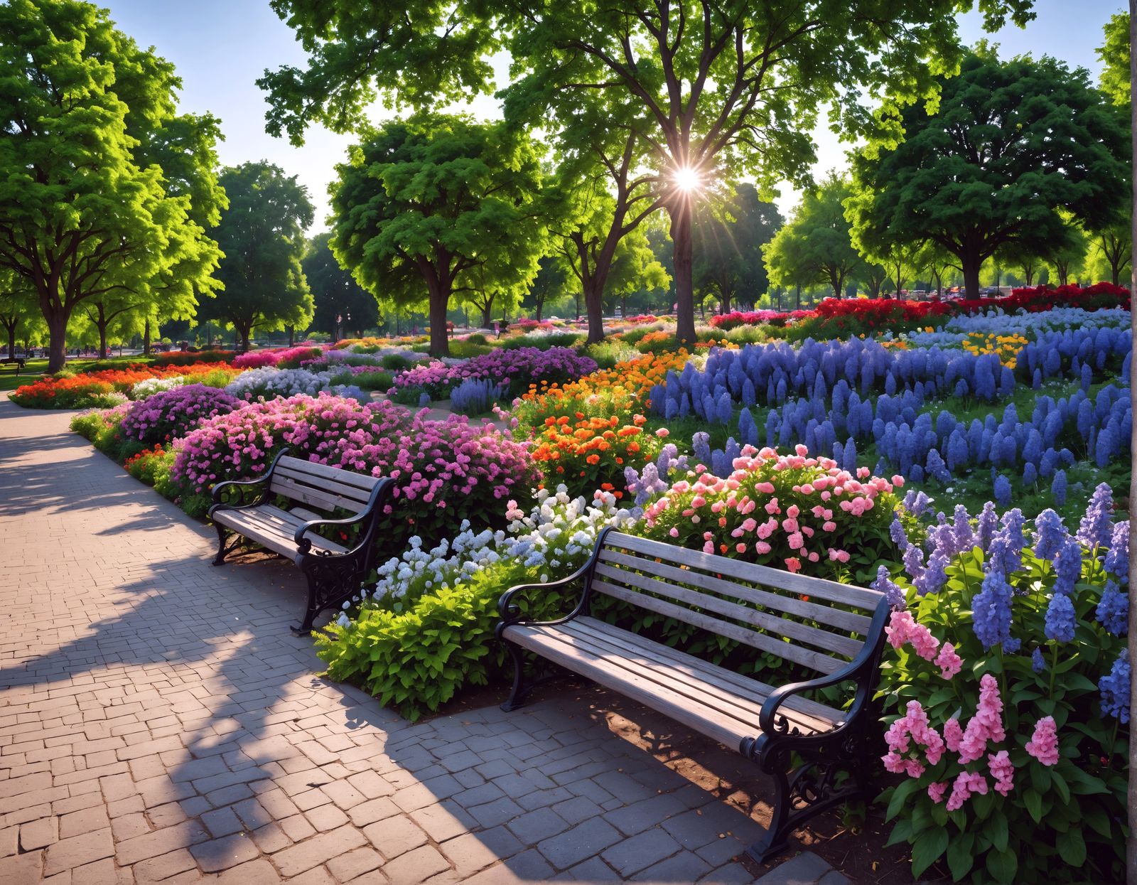 City Park in Vibrant Bloom: Hyperrealistic HDR Masterpiece