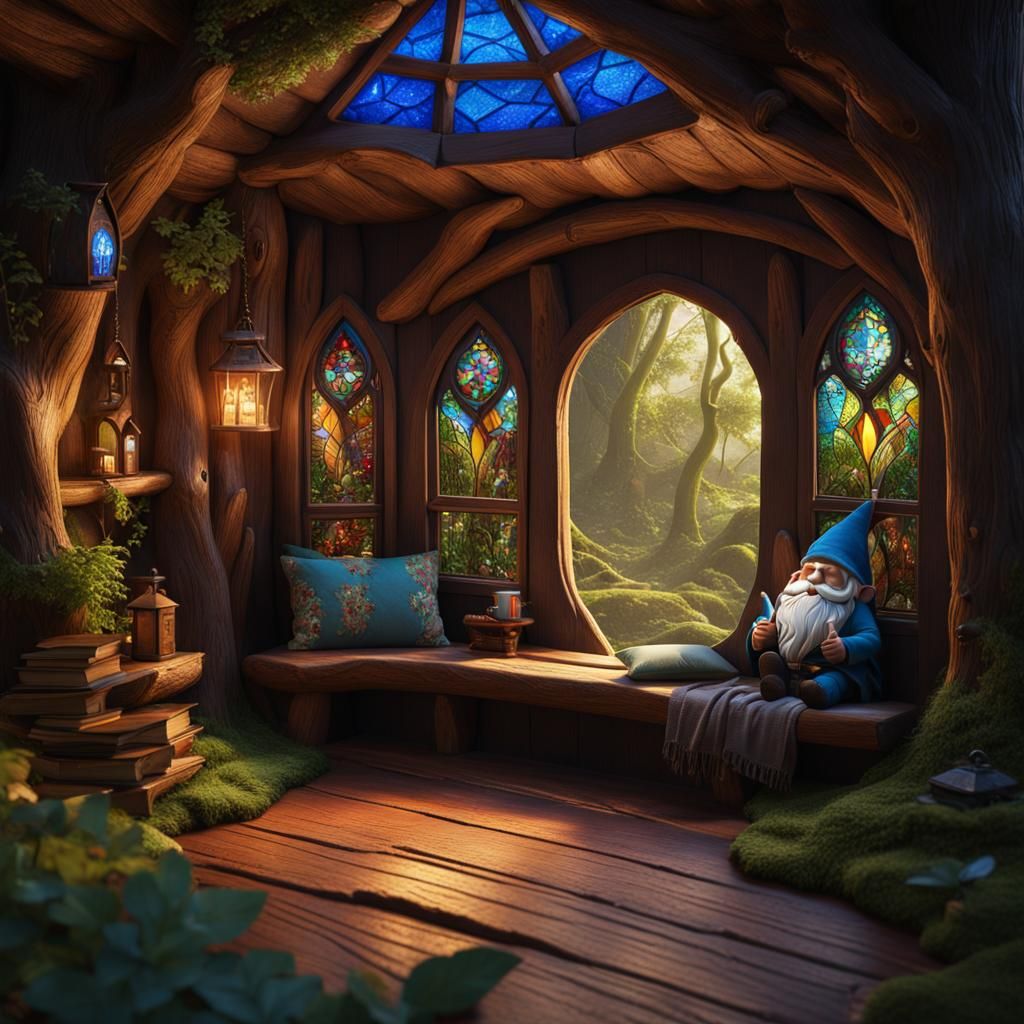 Cozy Gnome Reading Nook in Woods
