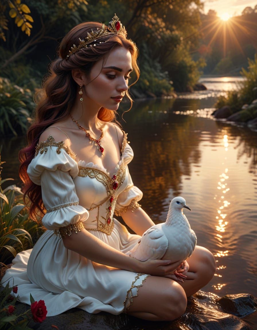 Fantasy Princess in Sunset Light