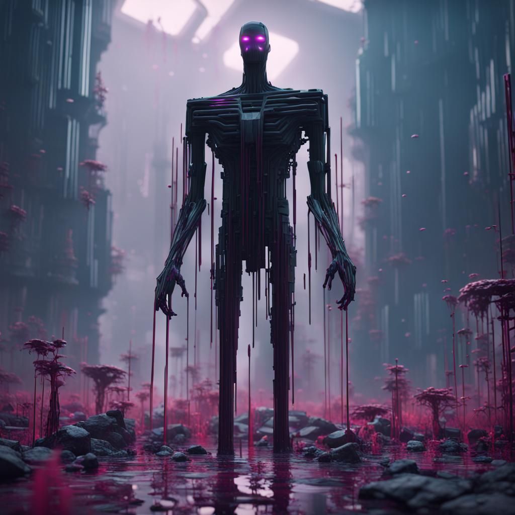 Glitched Enderman in Detailed Matte Painting