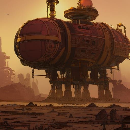 Steampunk Mars Base Concept Art