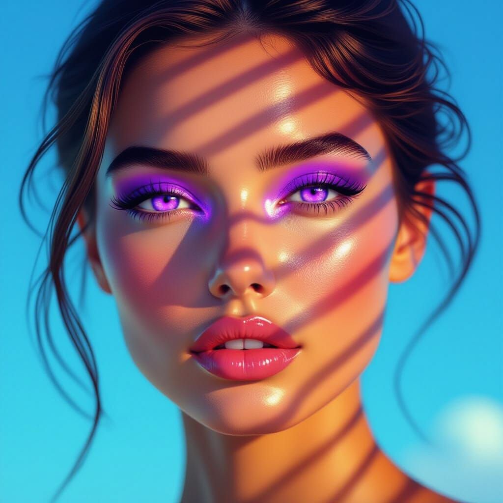 Woman with Glowing Eyes: A Surreal Portrait