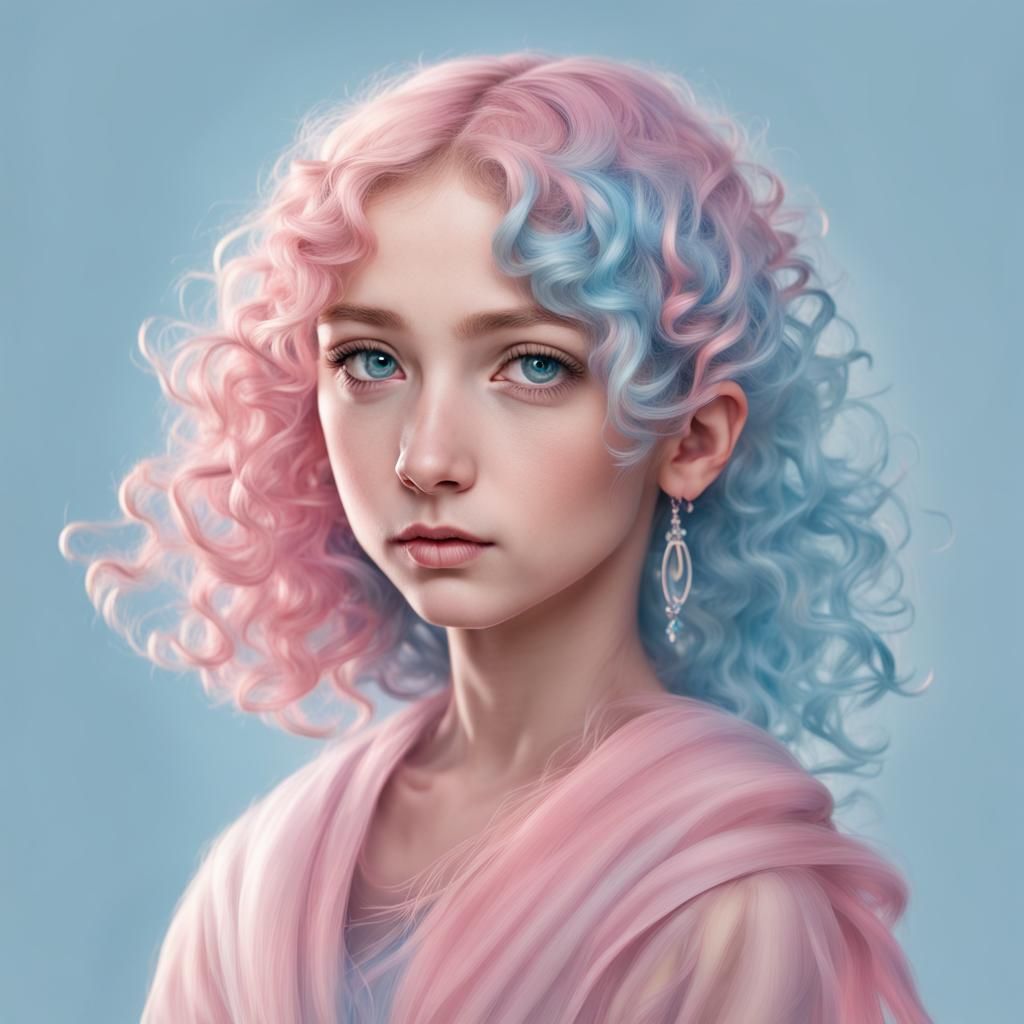 Libra as Young Girl Portrait in Pastel Colors