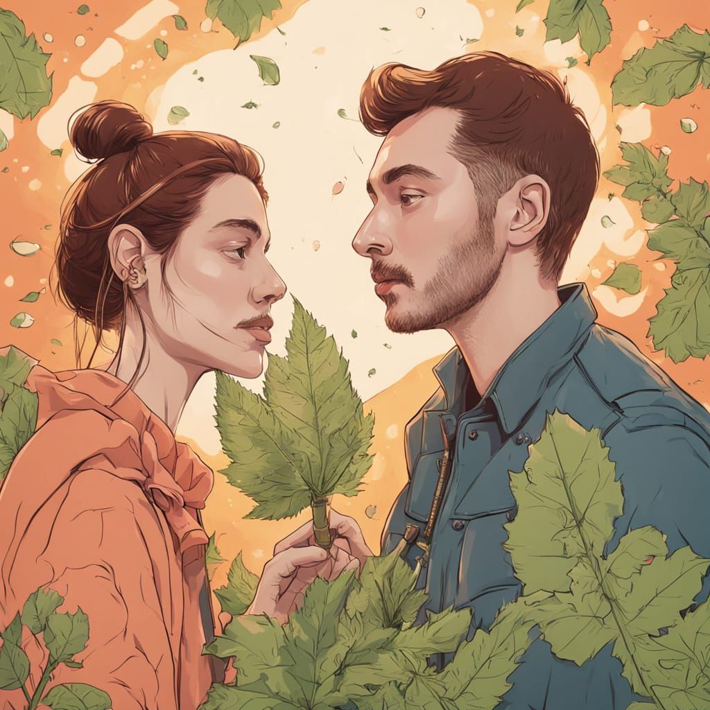 Couple Shares Bong in Vibrant Valentine's Day Digital Art