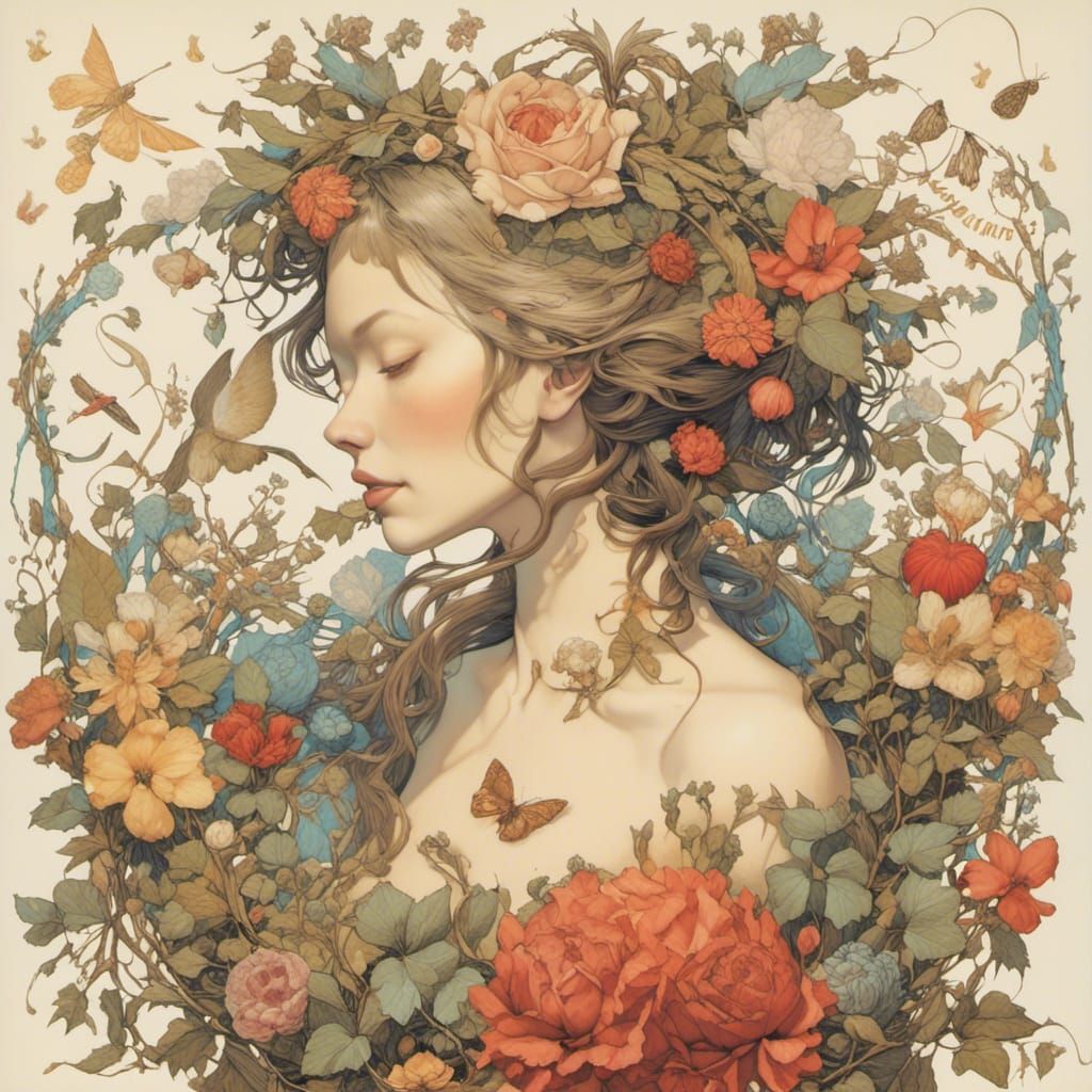 Surreal Cyclical Romance: A Dreamscape in Art