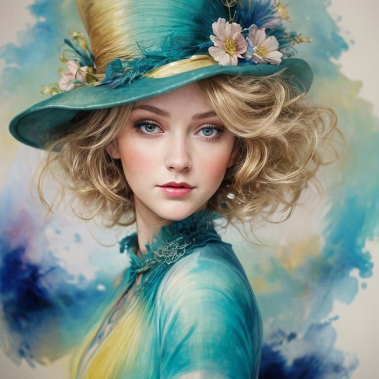 Ethereal Woman's Face in Soft Watercolor