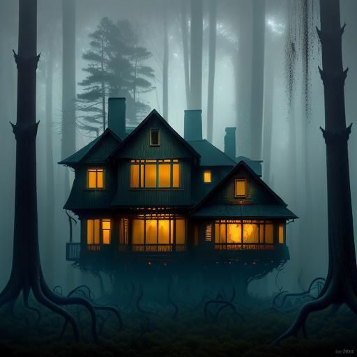 Surreal Suburban Sinking into Dali-esque Dark Forest