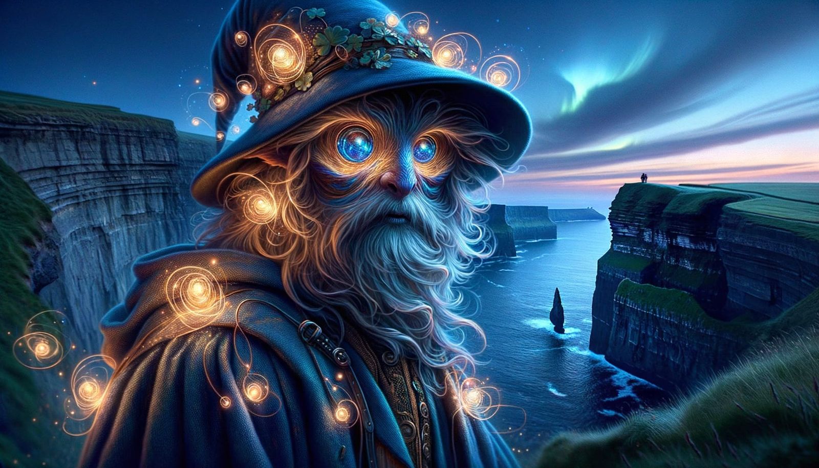 Fantasy Figure on the Cliffs of Moher at Dusk