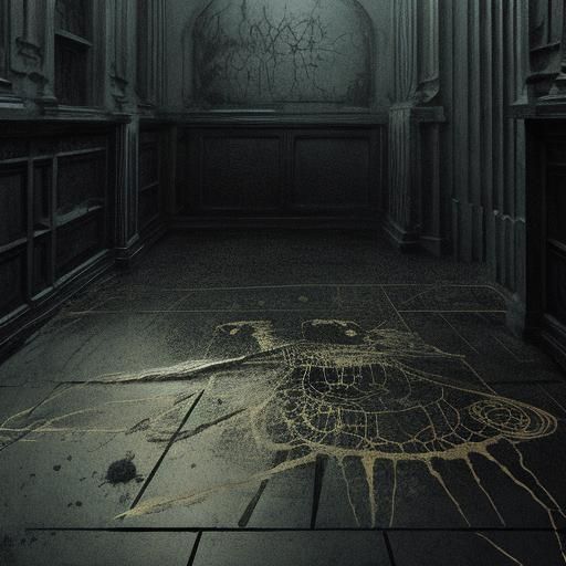 Eerie Crime Scene Chalk Outline in Doré Style