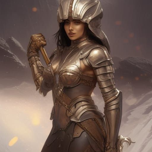 Ice Warrior Woman in Detailed Armor