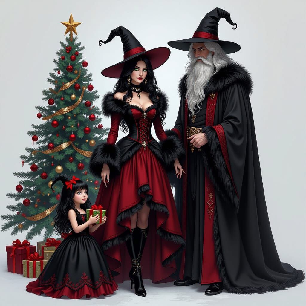Gothic Fantasy Witch Family by Spooky Christmas Tree