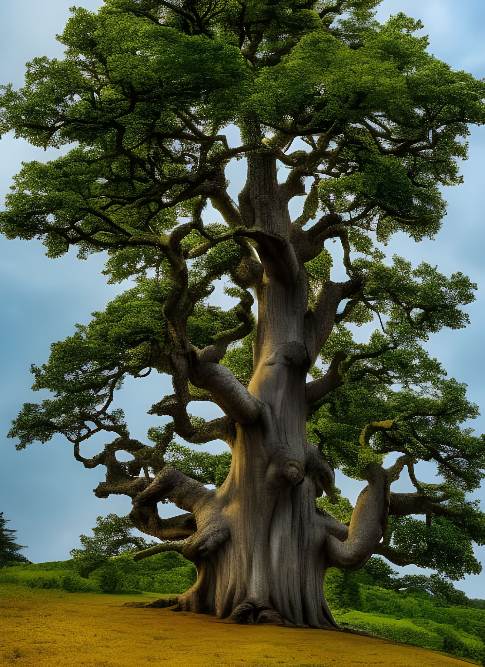 Clock-old, strangely overgrown tree