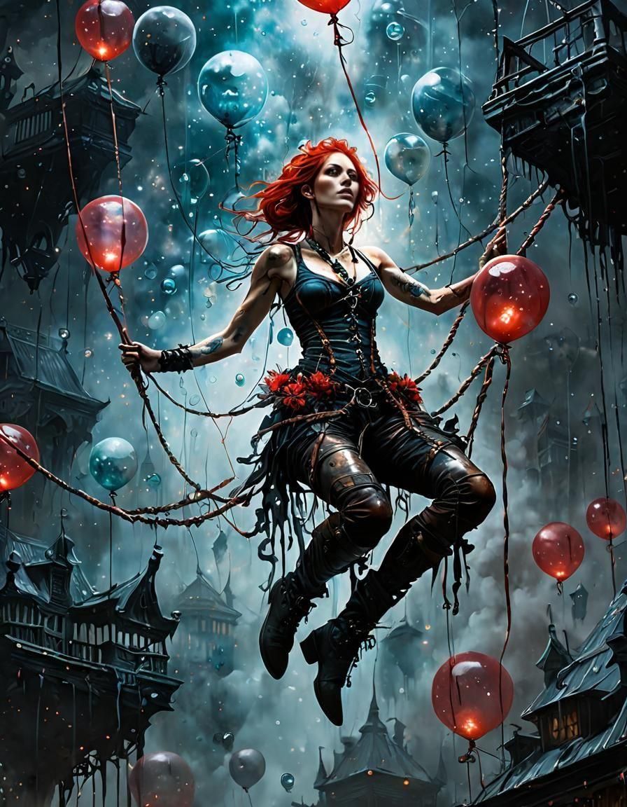 Acrobat in Starscape: Vintage Art Masterpiece