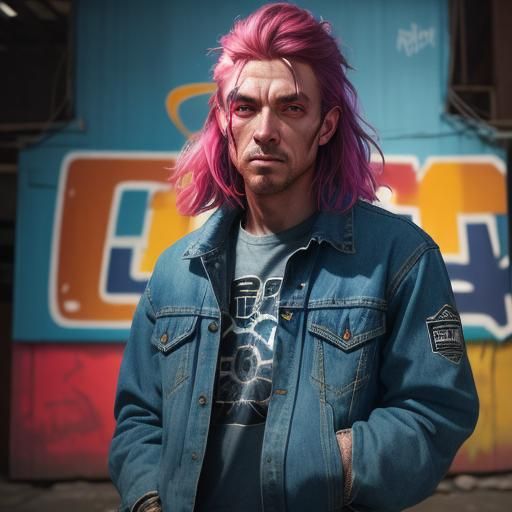 Hyperrealistic Man Working in Urban Workshop