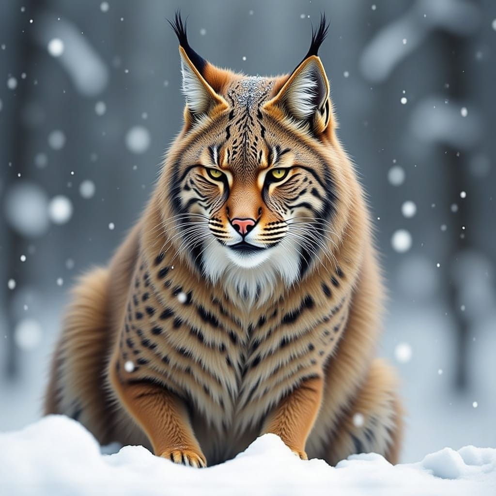Canadian Lynx in Winter Landscape