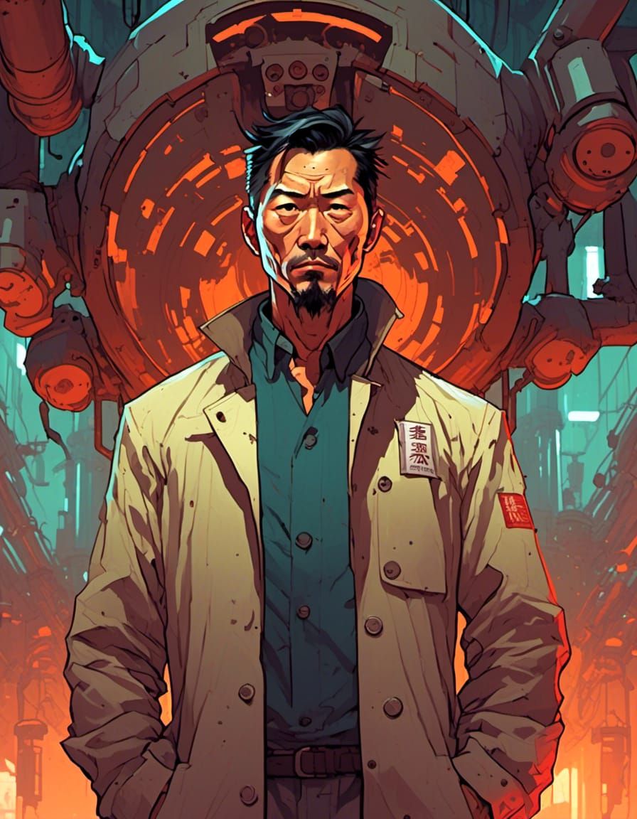 Sinister Droid Engineer Inspects Reactor Core