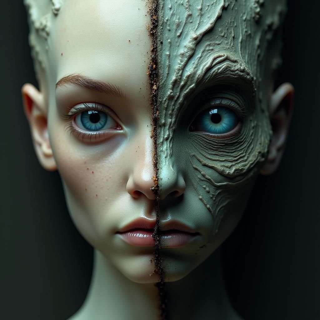 Alien and Human Dichotomy in One Face