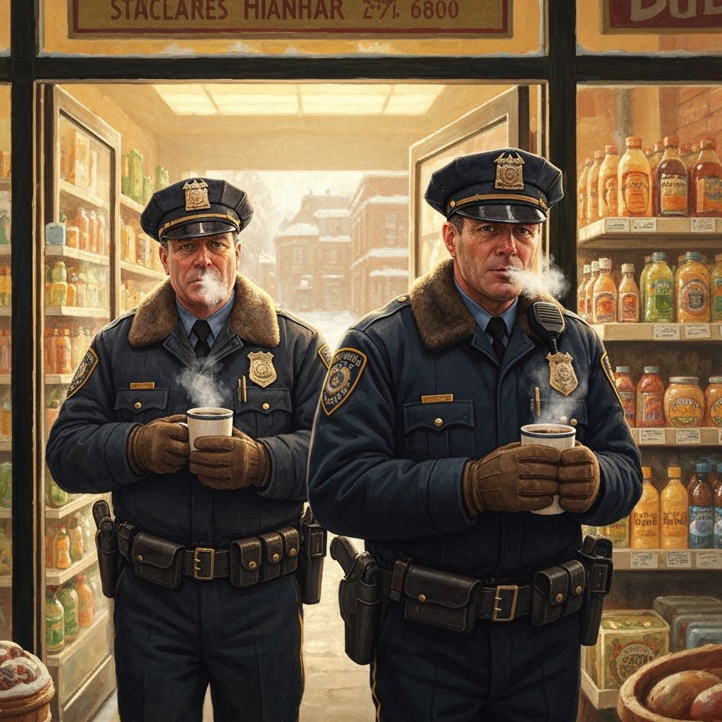 Police Officers on a Winter Morning, Rockwell Style