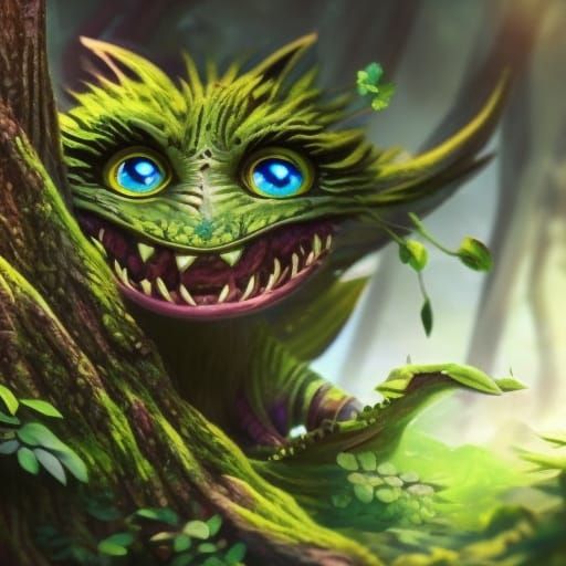 Leaf Gremlin Hiding: Fantasy Concept Art