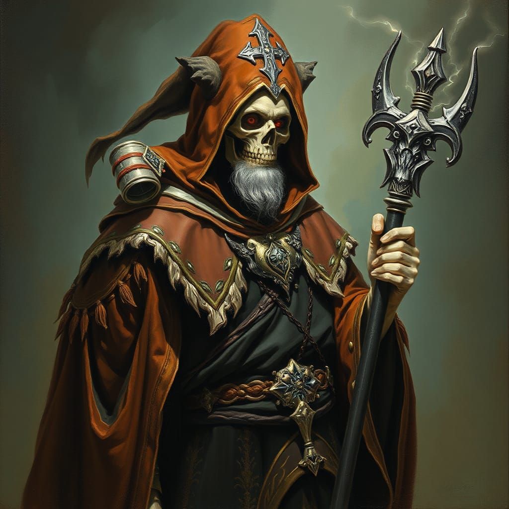 Necromancer Cleric in Detailed Oil Painting