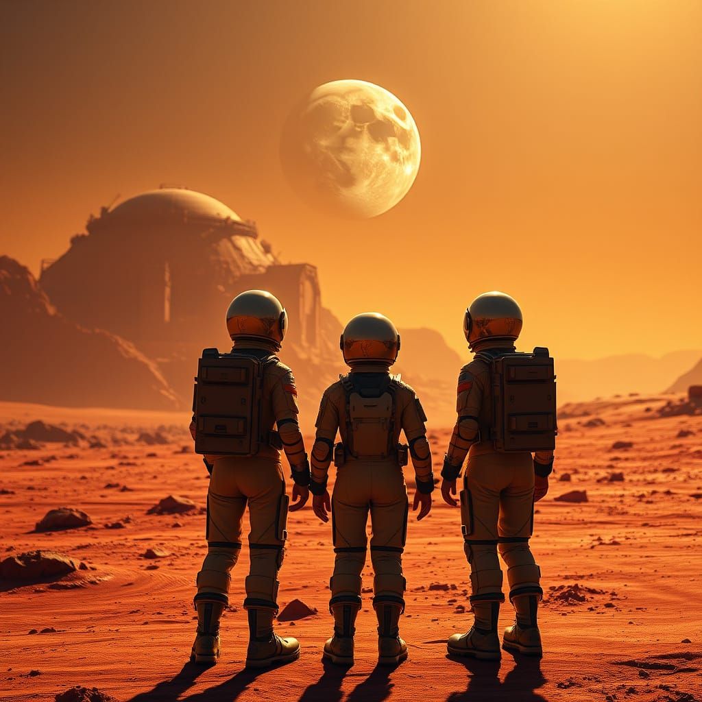 Mars Pioneers Stand Before Ancient Alien Structure in Dazzli...