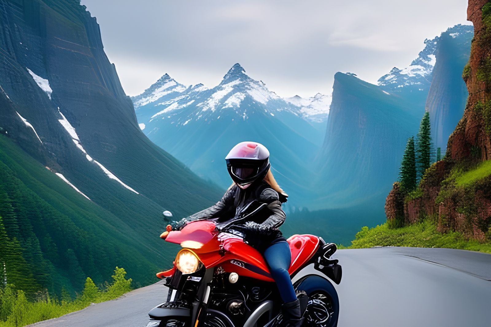 *S MASTER* "Beautiful girl riding motorcycle in the mountains - 3239 - *SM