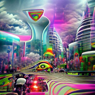 Psychedelic Journey Through Consciousness in Future City