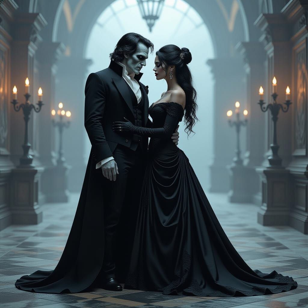 Romantic Gothic: Frankenstein's Monster and Vampire Couple